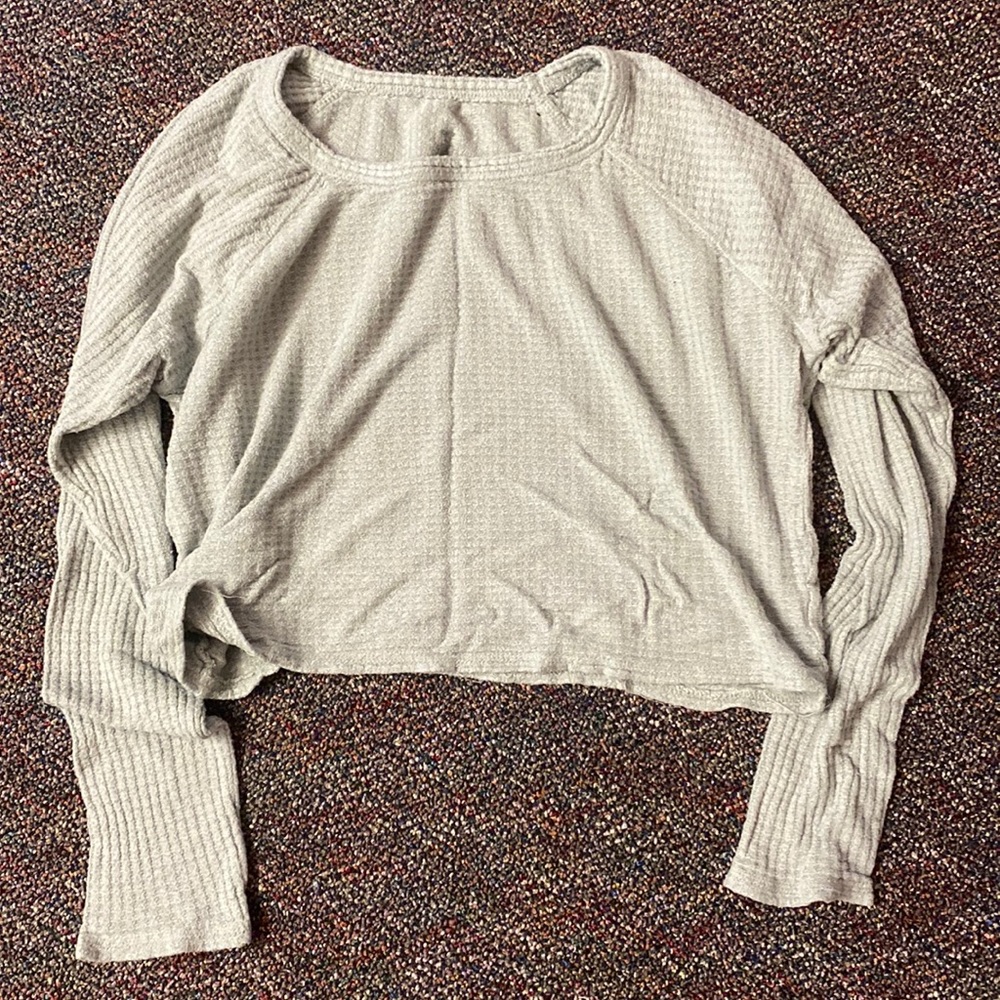 Green waffle crop top